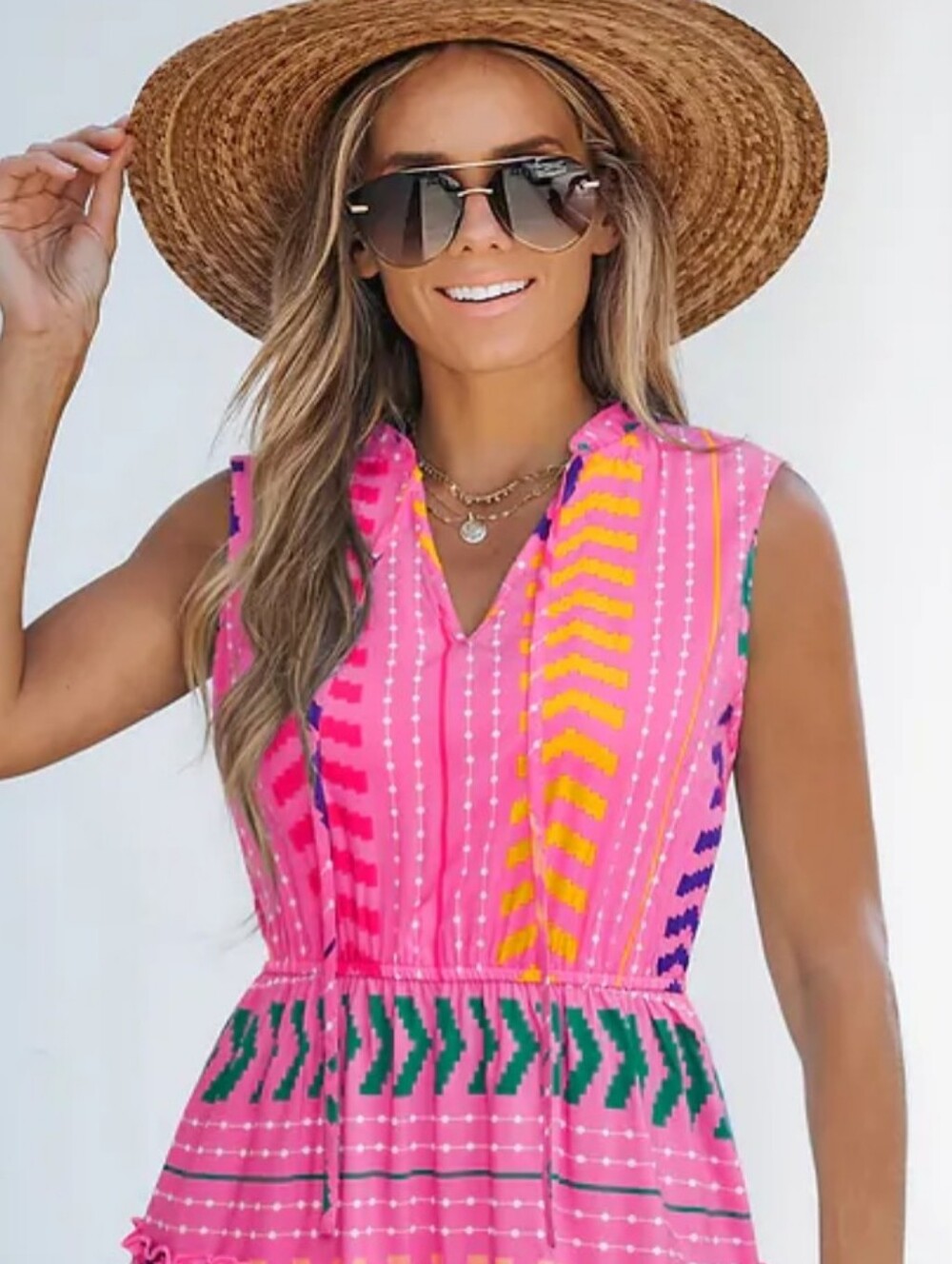 Cupshe Pink & Yellow Dragon Fruit Abstract Mini Dress